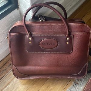 New Orvis briefcase - leather and tartan